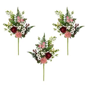 18.5 in. Artificial Romantic Mixed Floral Arrangement (Set of 3)