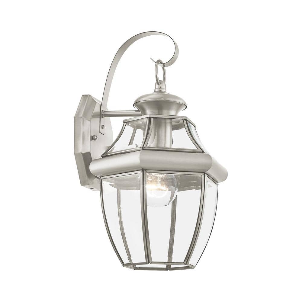 Brushed Nickel Traditional Outdoor Wall Sconce with Dome Shade