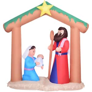 7 ft. x 6 ft. Pre-Lit Nativity with Mary, Joseph and Baby Jesus Christmas Inflatable with Storage Bag