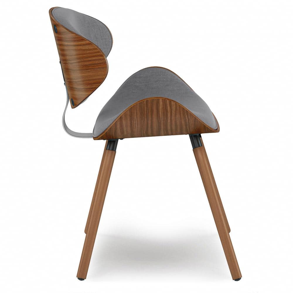 Gray Linen Upholstered Mid-Century Modern Side Chair