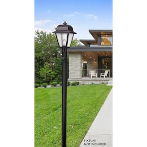 7 ft. Black Outdoor Direct Burial Lamp Post with Convenience Outlet and Dusk to Dawn Photo Sensor fits 3 in. Post Top
