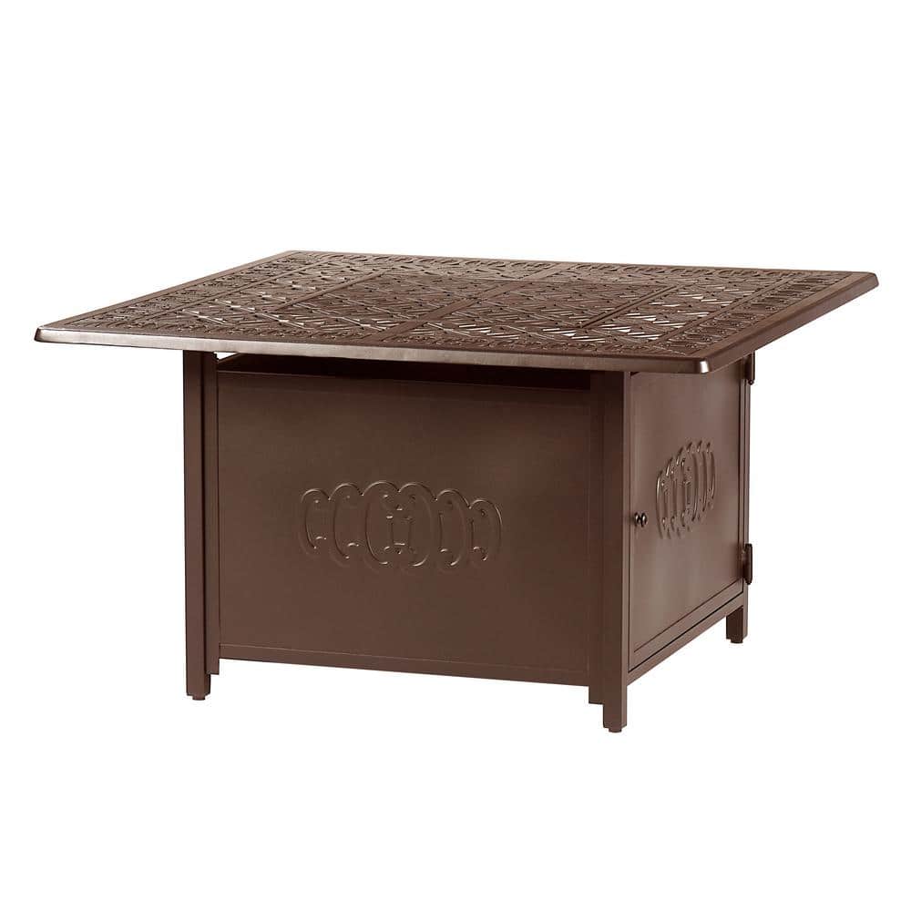 42 in. x 42 in. Brown Square Aluminum Propane Fire Pit Table with Glass Beads, 2 Covers, Lid, 55,000 BTUs price history on PriceWatchPro