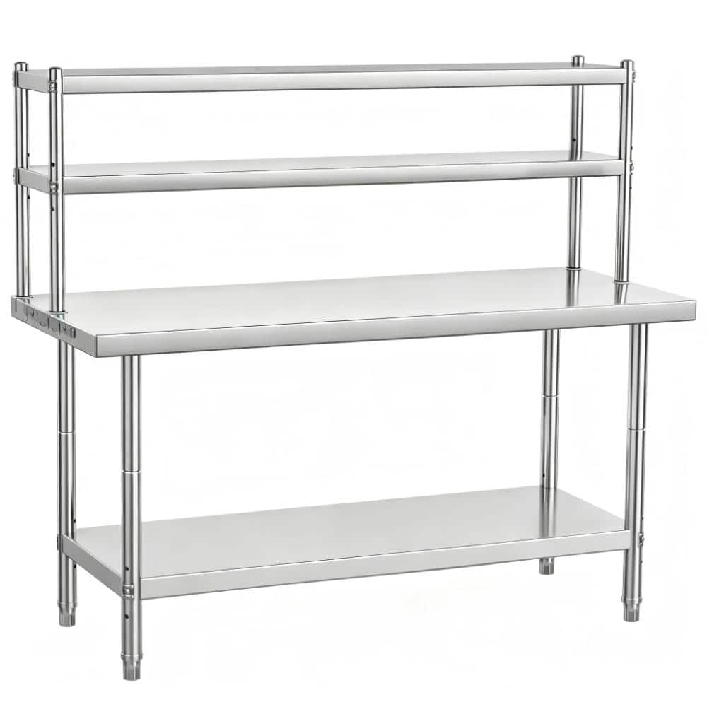 Heavy Duty Stainless Steel Work Table with 4-Tier Adjustable Overshelves and Hooks Commercial NSF Lab Workbench 48x24 in price history on PriceWatchPro