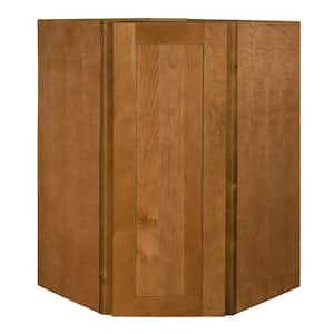 Hargrove Assembled 20x30x12 in. Plywood Shaker Wall Angle Corner Kitchen Cabinet Soft Close Left in Stained Cinnamon