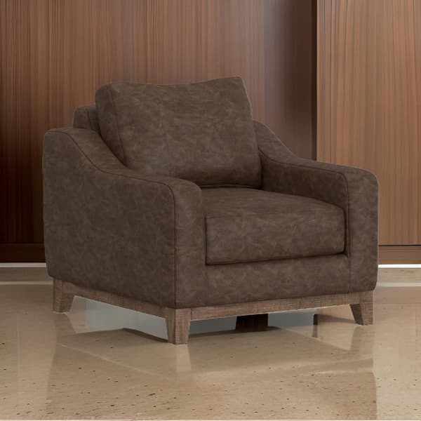 Benjara Tuba Chocolate Brown and Brown Polyester Accent Chair
