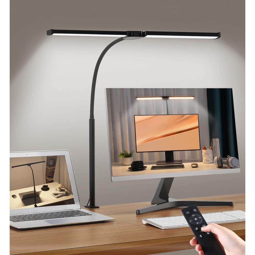 29.50 in. Black Dimmable LED Desk Lamp with USB Port and