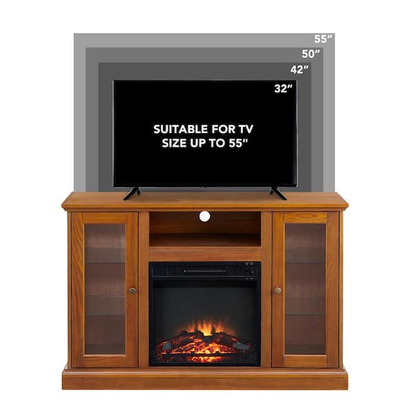 Electric Fireplace Heater 55" TV Stand Cabinet Media Console Door Storage Shelf 