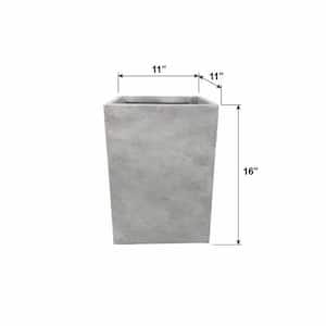 16 in. Tall Natural Concrete Lightweight Modern Square Outdoor Planter