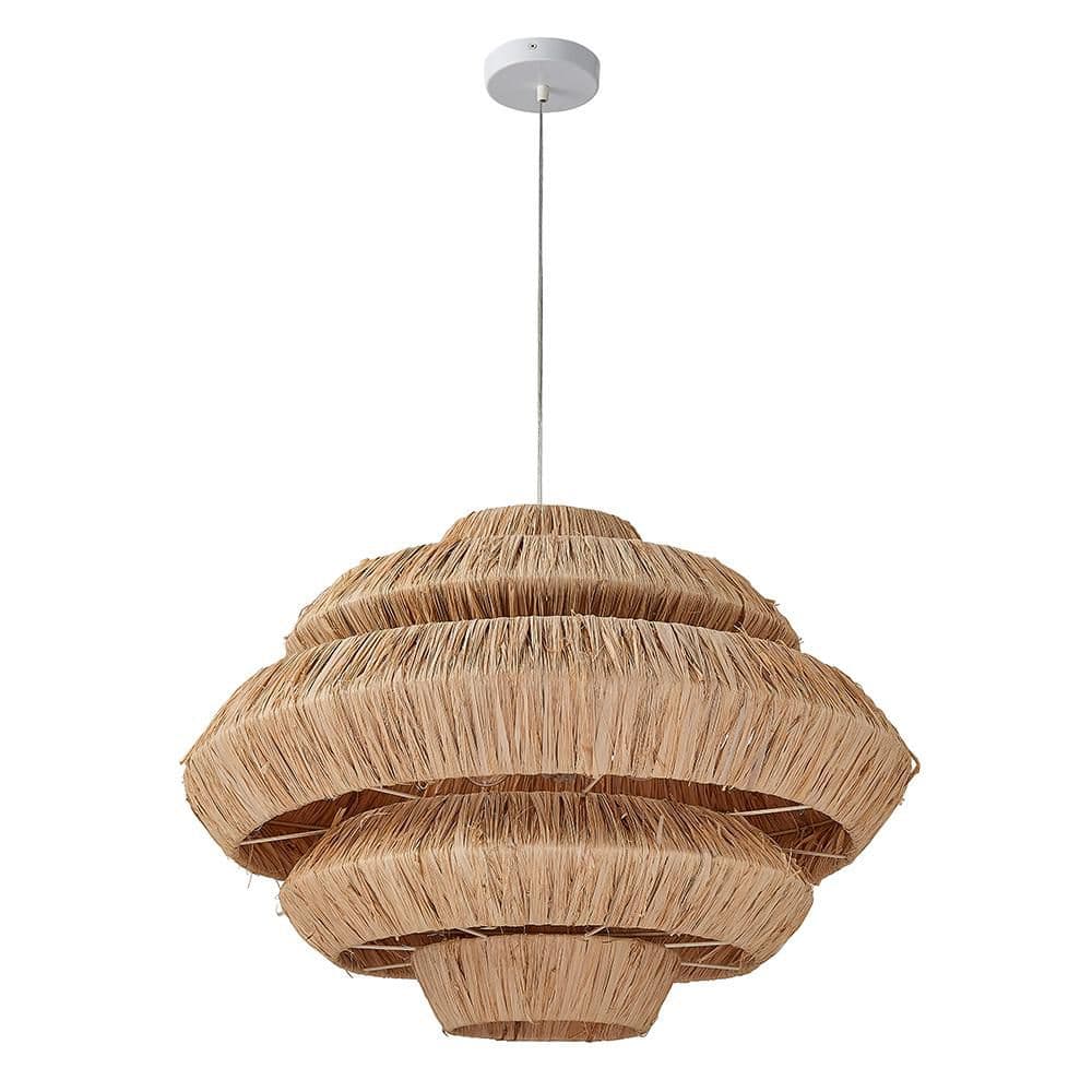 N-1250-27 60-Watt 3-Light White Finish Raffia Shaded Light with