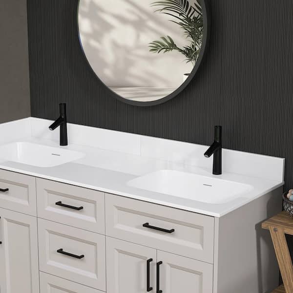 Zeafive 72 in. W x 4 in. H Solid Surface Resin Bathroom Vanity