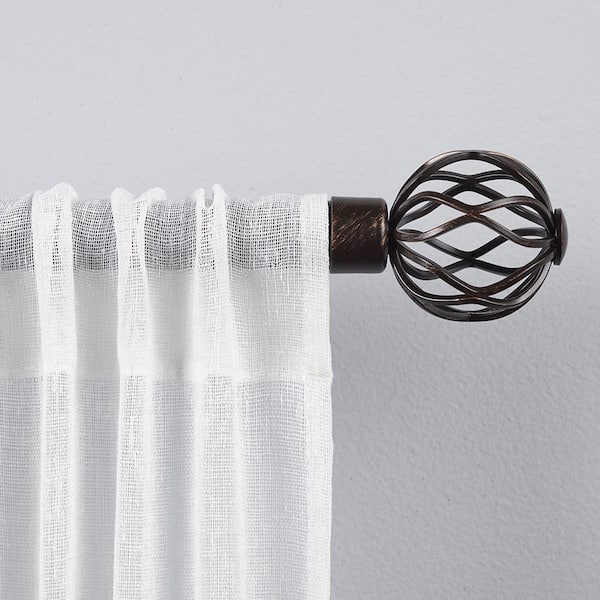 Ogee 66 in. - 120 in. Adjustable 1 in. Single Curtain Rod Kit in Matte Bronze with Finial