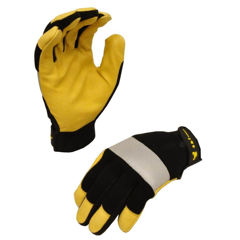 Hyper Tough High Performance Black Synthetic Leather Mechanic Gloves, Men's  Medium