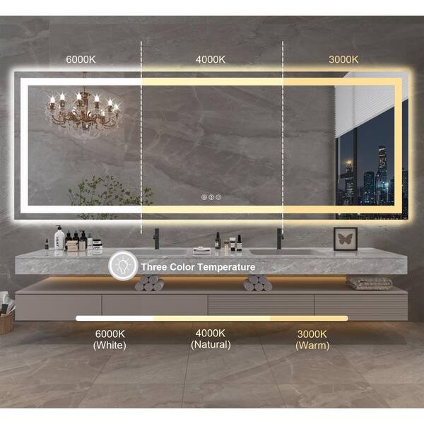Klajowp 84 in. W x 32 in. H Large Rectangular Frameless Anti-Fog 