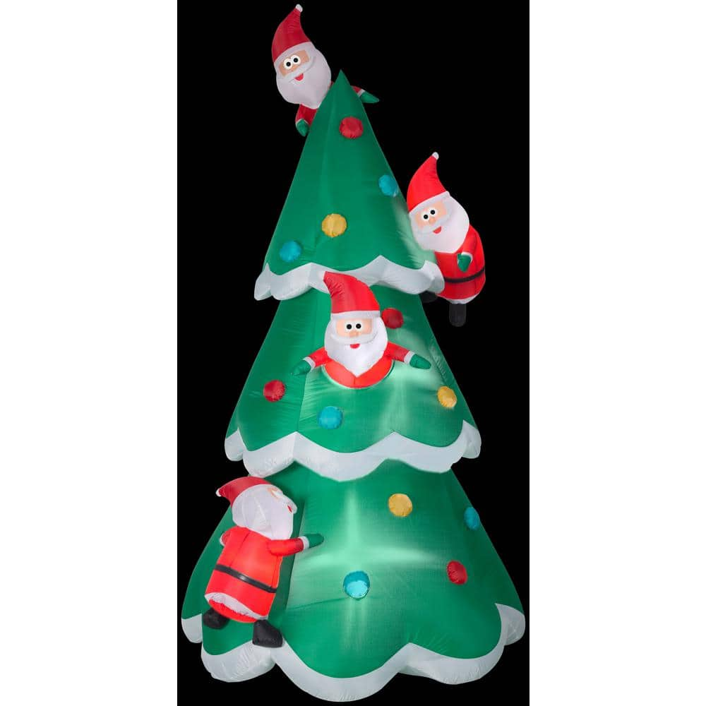 Airblown 9 ft. Inflatable Christmas Christmas Tree of Many Santa's ...