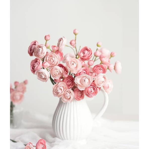 11 in. Pink Indoor/Outdoor Artificial Rose Flower