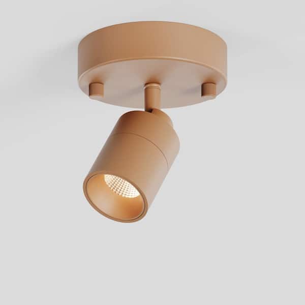 Shura 1-Light Warm Brown Integrated LED Spotlight w/ Rotatable Light Head, Flush Mount Wall Sconce, 3000 K, 490 Lumens