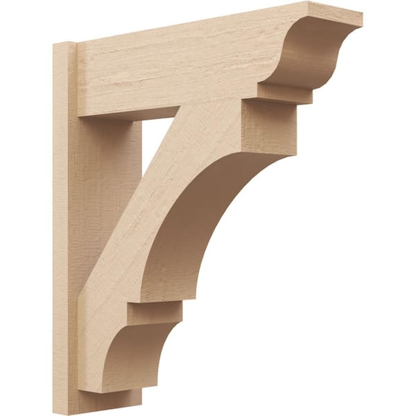 Ekena Millwork 8 in. x 30 in. x 26 in. Balboa Traditional Rough Cedar Woodgrain Timberthane Polyurethane Outlooker, Primed Tan