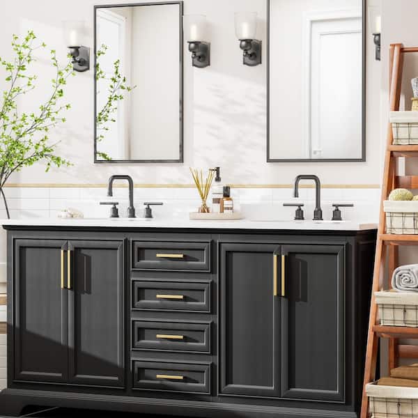 WOWOW 8 in. Widespread Double Handle Bathroom Faucet with Drain