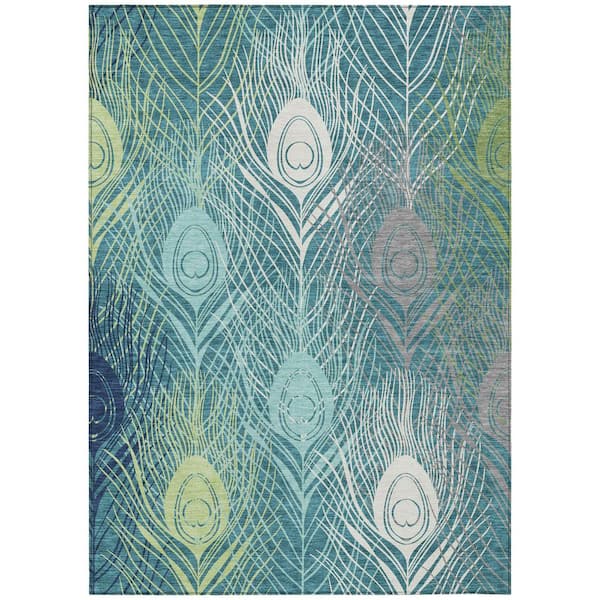 Addison Rugs Chantille Machine Washable Indoor/Outdoor Abstract ACN2273 Teal 9 ft. x 12 ft. Area Rug