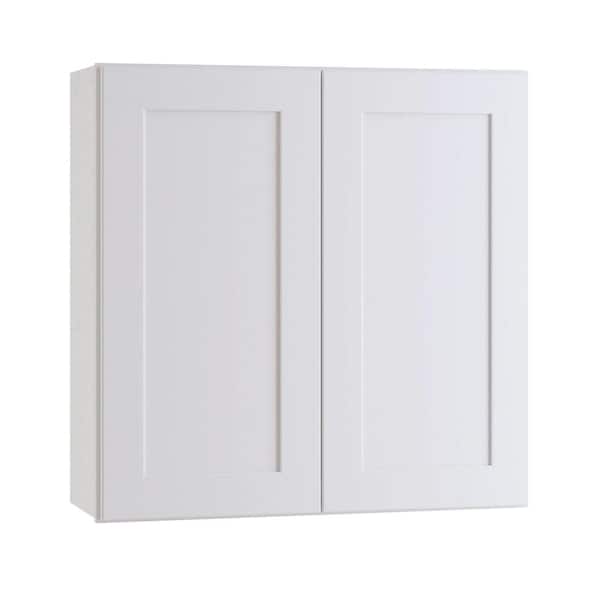 Home Decorators Collection Newport Pacific White Plywood Shaker Assembled Wall Kitchen Cabinet Soft Close 24 in W x 12 in D x 30 in H