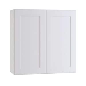 Newport Pacific White Plywood Shaker Assembled Wall Kitchen Cabinet Soft Close 27 in W x 12 in D x 30 in H