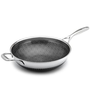 DiamondClad 12in. Hybrid Nonstick Wok Pan, Dishwasher Safe, Cool Touch Handle, PFOA-free - Silver/Black