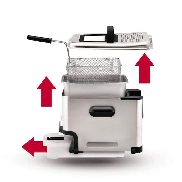  T-fal Ultimate EZ Clean Stainless Steel Deep Fryer with Basket  3.5 Liter Oil and 2.6 Pound Food Capacity 1700 Watts Oil Filtration, Temp  Control, Digital Timer, Dishwasher Safe Parts Stainless Steel