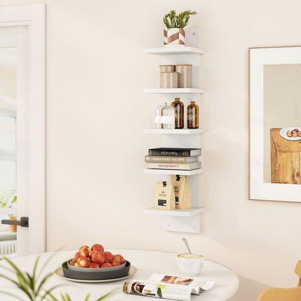 5.9 in. W x 5.5 in. D White 5 Tier Decorative Wall Shelf