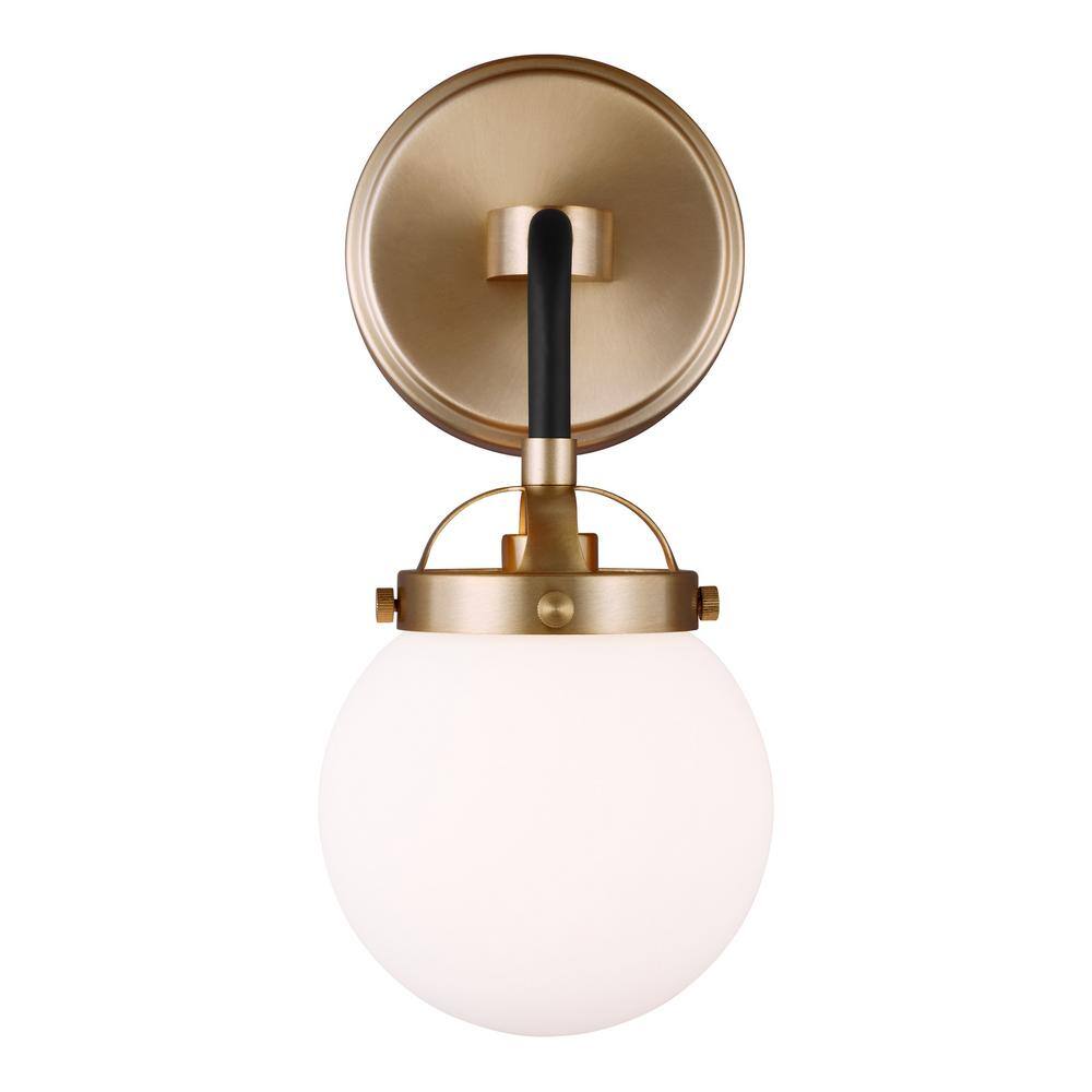 Elegant Satin Bronze Dimmable Wall Sconce with Etched White Shade