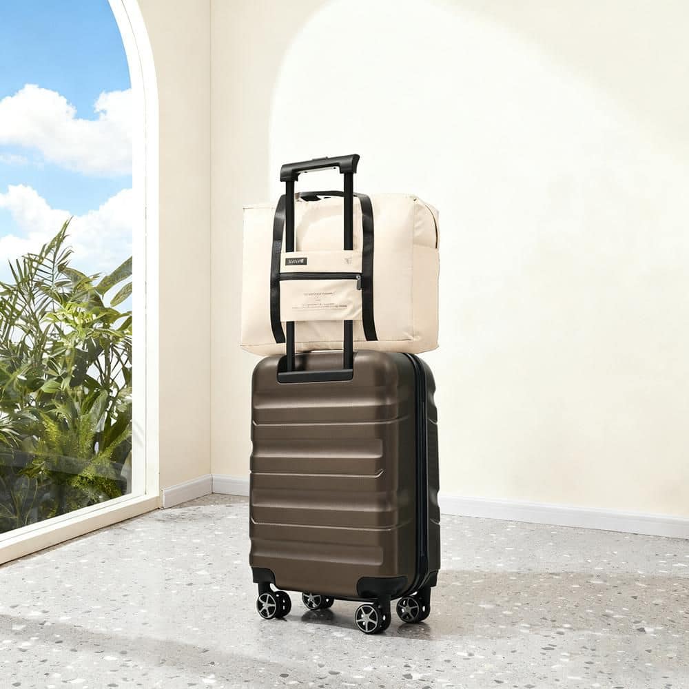 Merax 2 Bags 2-Piece Brown ABS Carry-On 20 in. Hardside Luggage