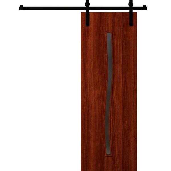 3012 32 in. x 84 in. Sold Core Walnut Franko Color Wood Sliding Barn Door with Hardware Kit