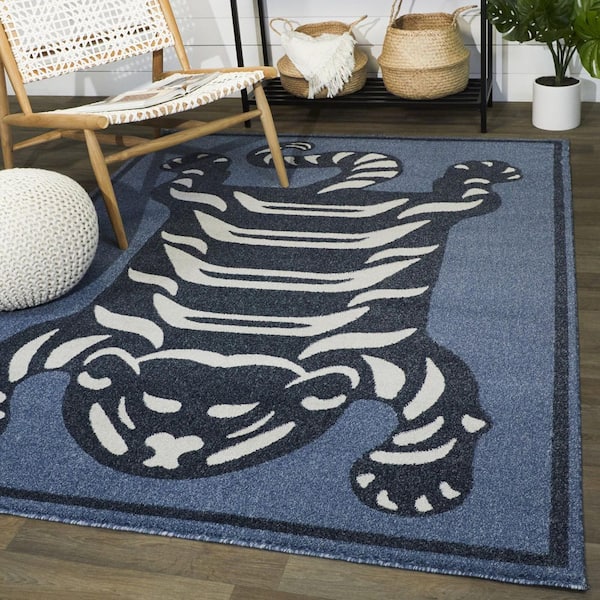 BALTA Tigris Blue 5 ft. 3 in. x 7 ft. Animal Print Area Rug 3099991 - The  Home Depot
