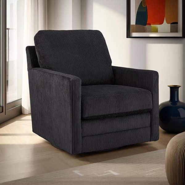 Lipo Black Polyester Accent Chair with Swivel