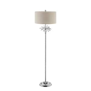 62 in. Chrome Traditional Shaped Standard Floor Lamp With Silver Drum Shade