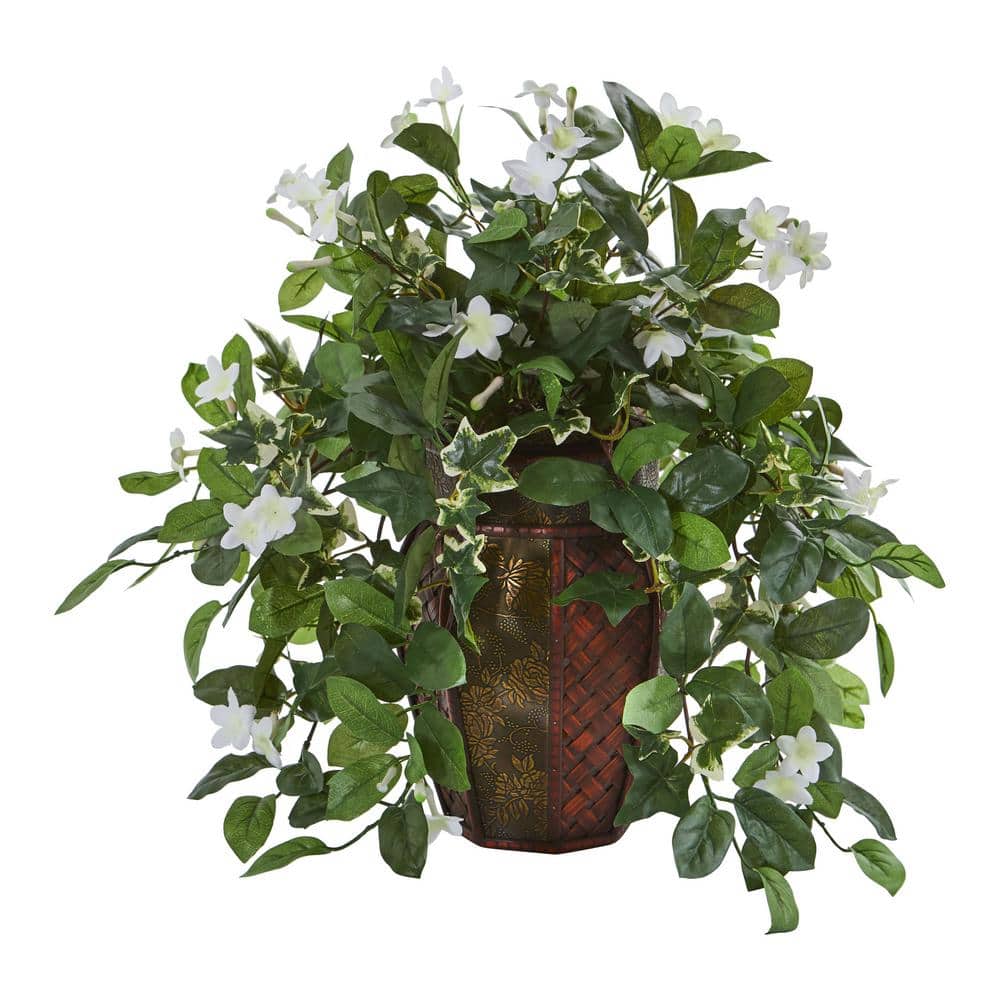 Nearly Natural Indoor Stephanotis and Ivy Artificial Plant in Decorative Planter 8155 The Home