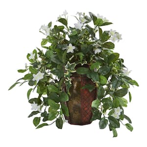 Nearly Natural Indoor 19 in. Mixed Stephanotis and Ivy Hanging ...