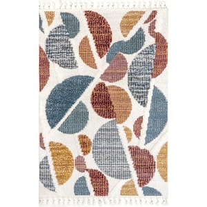 Chaya Abstract High/Low Kids Tassel Ivory 7 ft. 10 in. x 10 ft. Area Rug