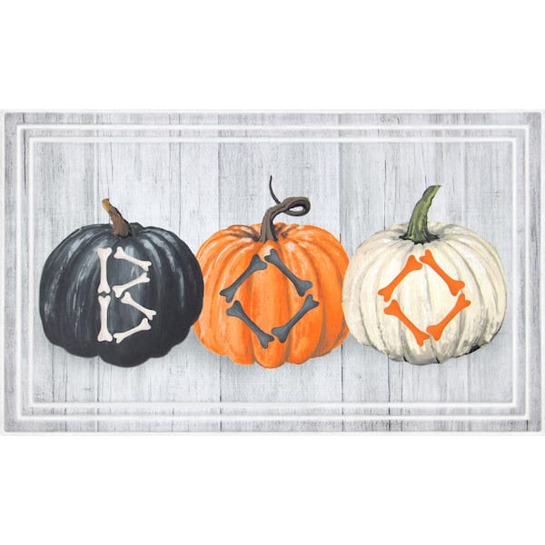 Home Accents Holiday Boo Bones Pumpkins 18 in. x 30 in. Door Mat 60845297918x30 The Home Depot