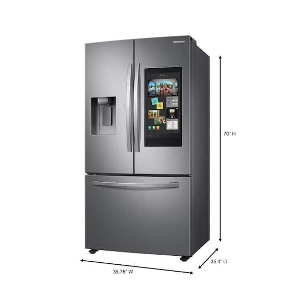 Samsung 35 75 In W 26 5 Cu Ft 3 Door Family Hub French Door Smart Refrigerator In Fingerprint Resistant Stainless Steel Rf27t5501sr The Home Depot