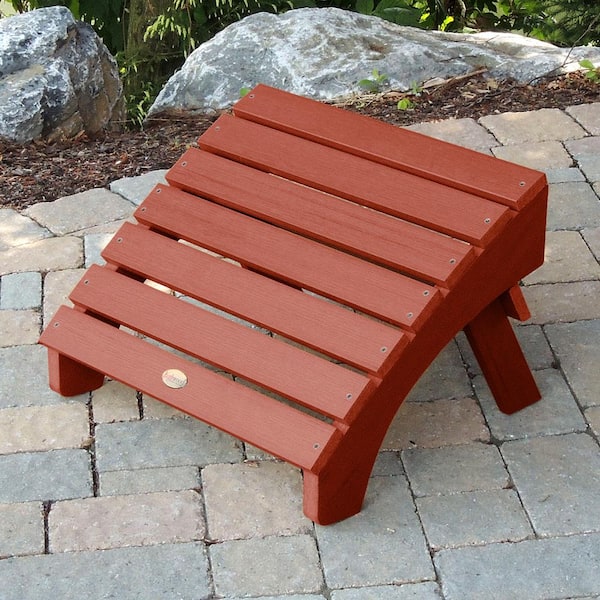 Highwood Adirondack Rustic Red Recycled Plastic Outdoor Folding Ottoman
