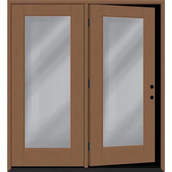 Steves & Sons Regency 72 in. x 80 in. Full Lite Clear Glass AutumnWheat LH CenterHinged Stained Fiberglass Retro Patio Door w/6"Jamb
