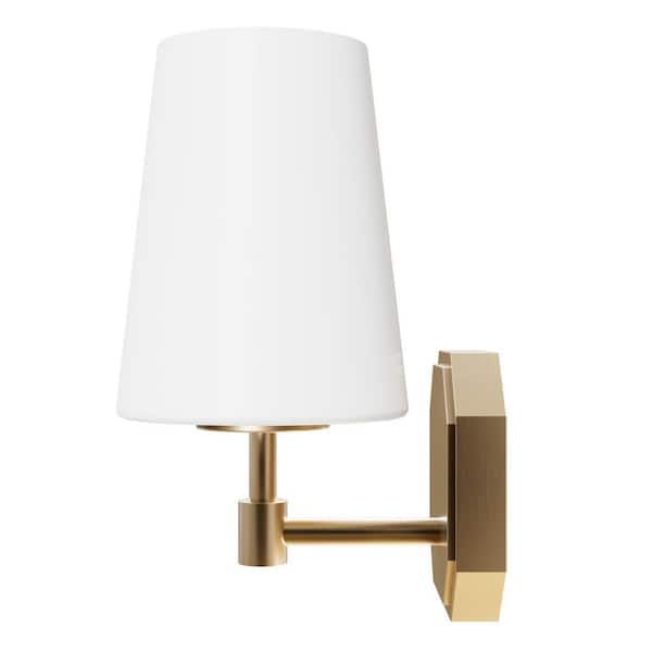 Hunter - Nolita 1-Light Alturas Gold Wall Sconce with Cased White Glass Shade