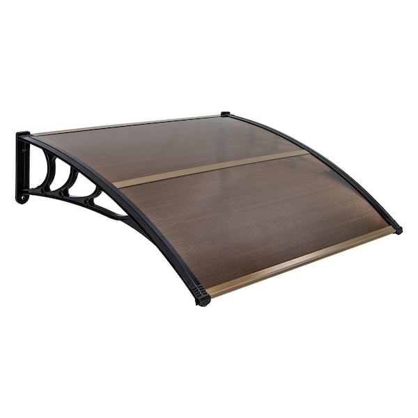 4 ft. x 3 ft. Coffee Outdoor Front Door Patio Overhang Awning for Sunlight Rain Snow Wind Protection