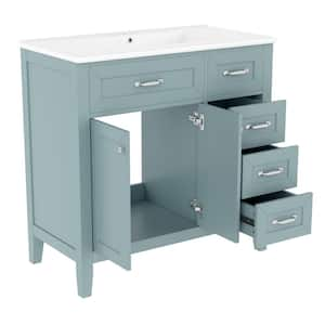 36 in. W x 18.1 in. D x 35 in. H Bathroom Green Linen Cabinet