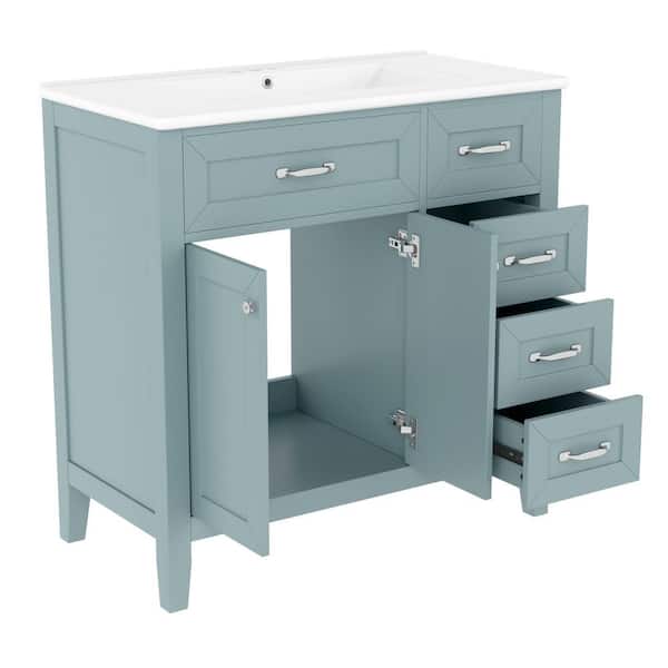 COWLOWN 36 in. W x 18.1 in. D x 35 in. H Bathroom Green Linen Cabinet