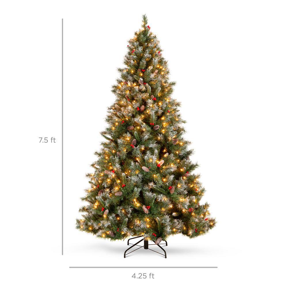 7.5ft Pre-Lit White Flocked Pine Christmas Tree with Lights