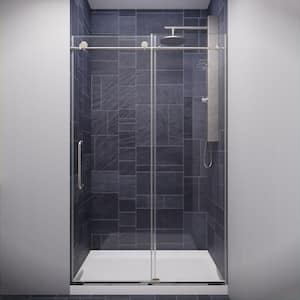 Madam Series 48 in. by 76 in. Frameless Sliding Shower Door in Brushed Nickel with Handle