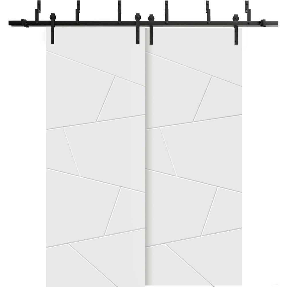60 in. x 80 in. 2 Panel Painted White Solid Wood Sliding Barn Door with Hardware Kit price history on PriceWatchPro