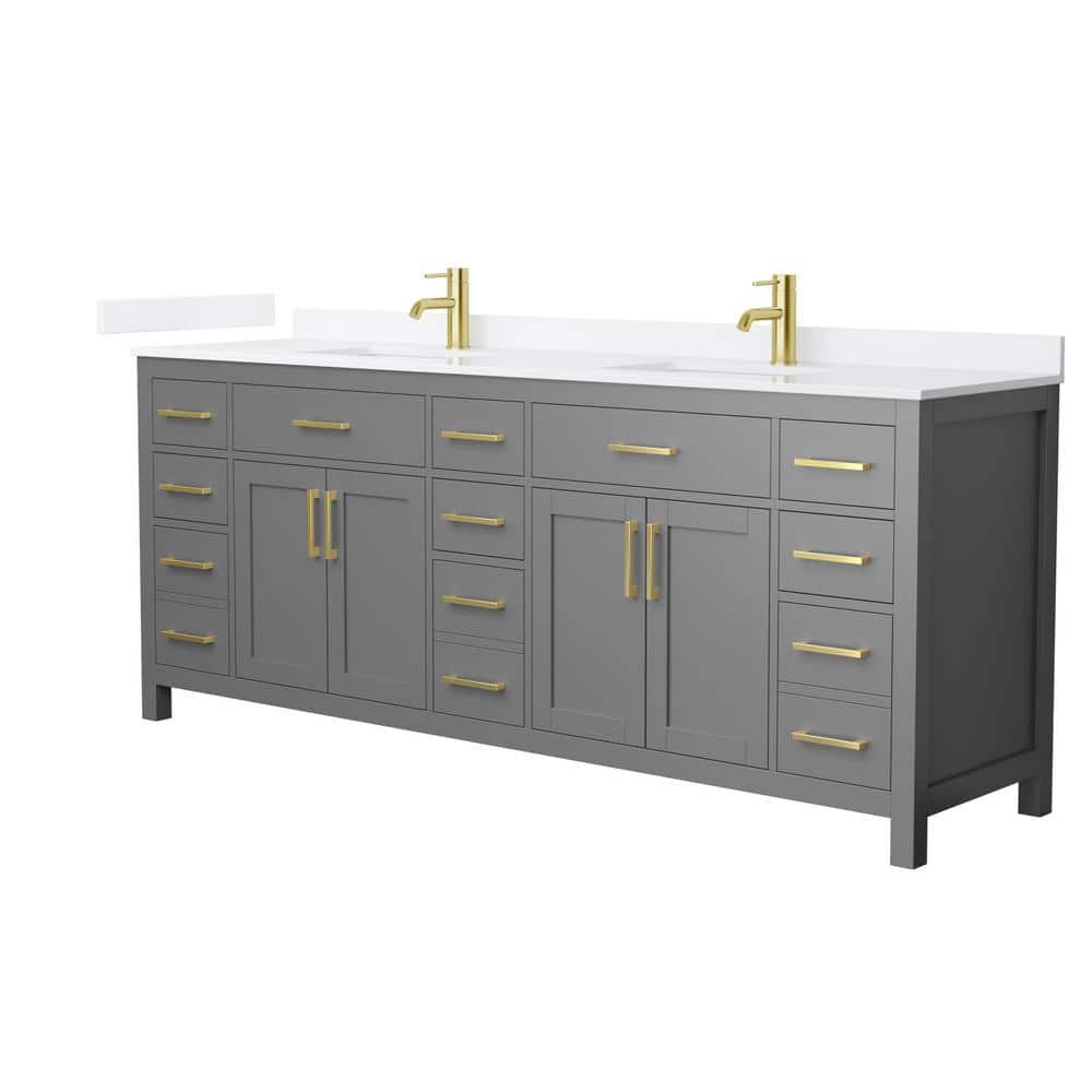 Beckett 84 in. Double Freestanding Dark Gray Bath Vanity with White Quartz Top Unassembled price history on PriceWatchPro