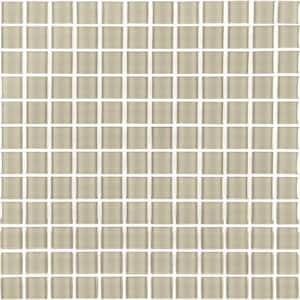 Modern Design Styles Cream Square Mosaic 1 in. x 1 in. Glossy Glass Wall Floor and Pool Tile (11 sq. ft./Case)